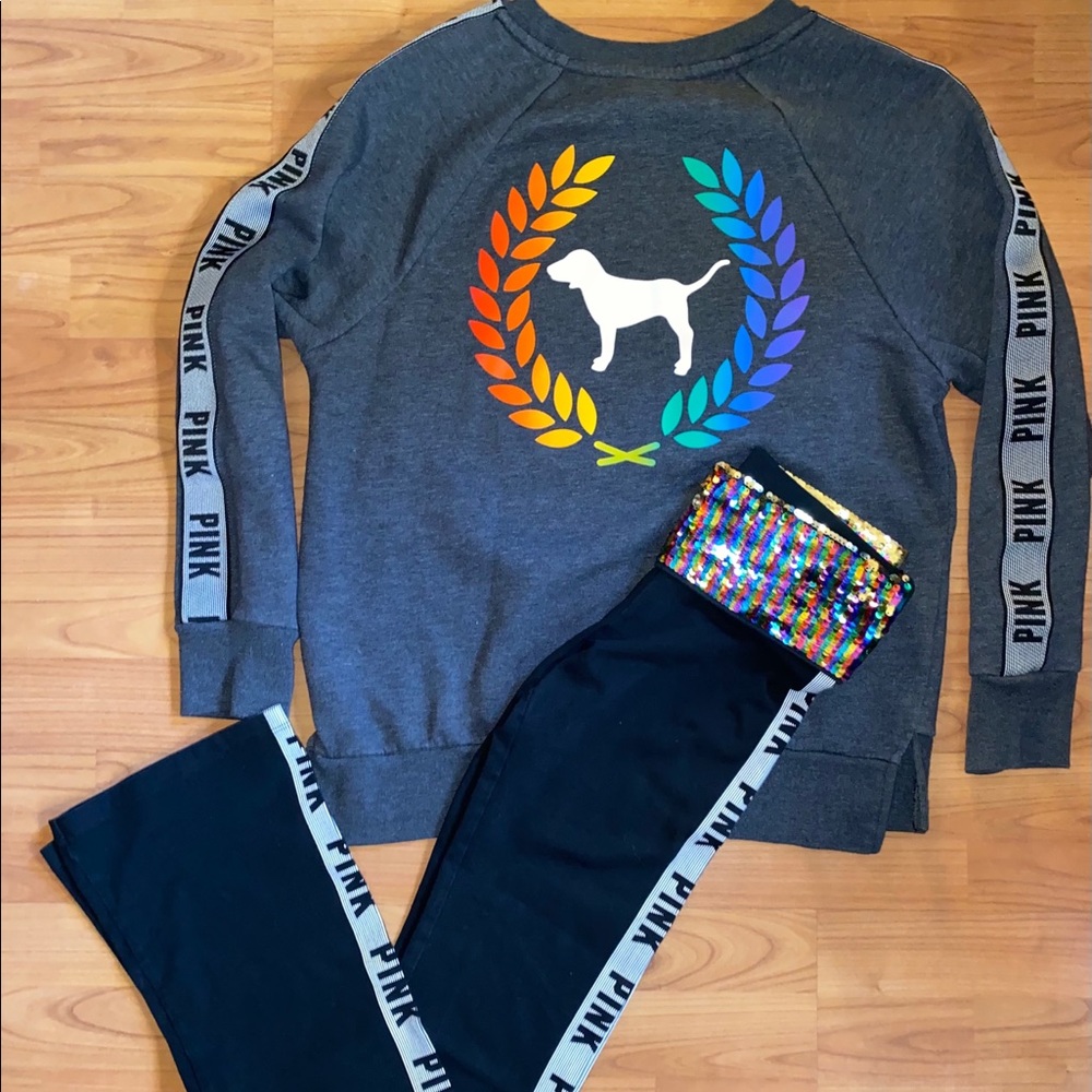 VS PINK RARE & HTF Rainbow BLING Outfit